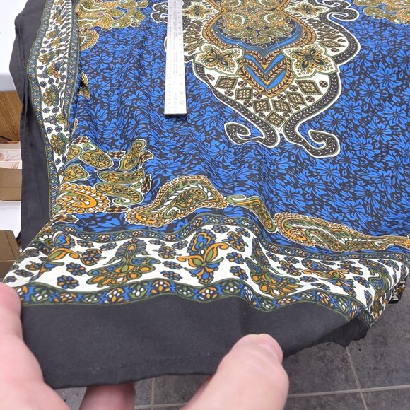 Gold Coast Kaftan Dress Womens One Size Blue Paisley Boho Tunic Kimono Cover Up - Picture 11 of 11